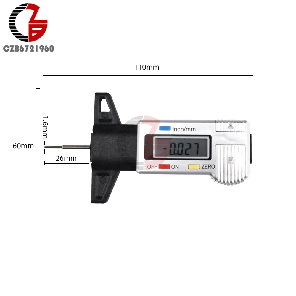 

Tire Pressure Alarm High Precision Tire Digital Display Pattern Depth Gauge Electronic Vernier Caliper fo Tire Wear Detect 150mm