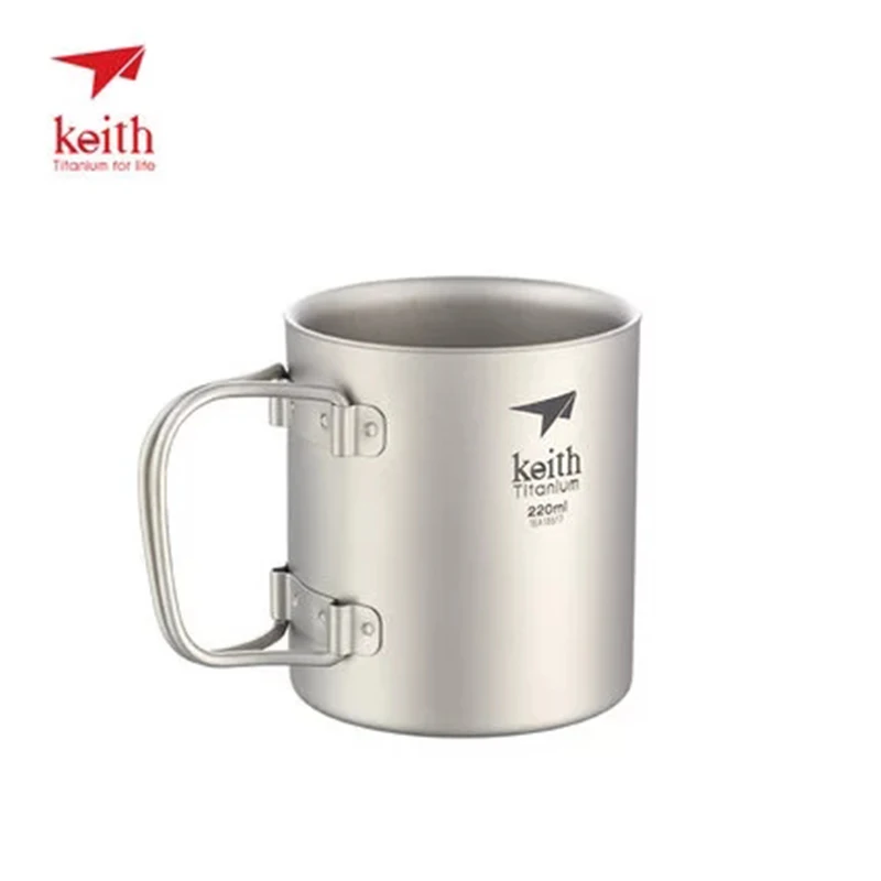 Keith двухслойная титановая кружка с откидной ручкой для кемпинга и путешествий