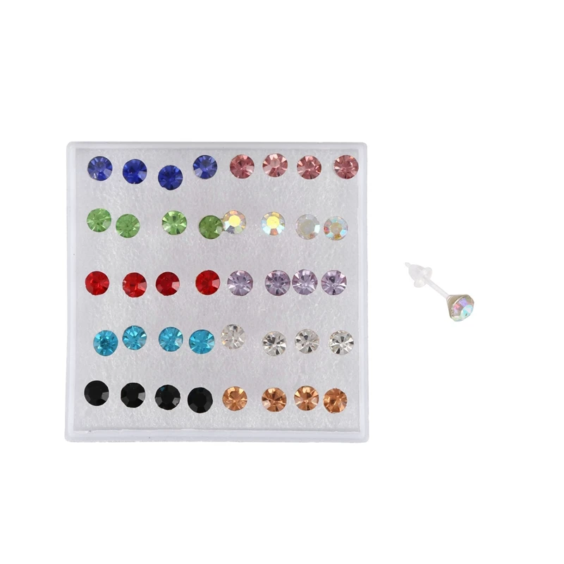 80 шт. женские хрустальные серьги гвоздики в рождественской тематике Размер: 5 мм 40