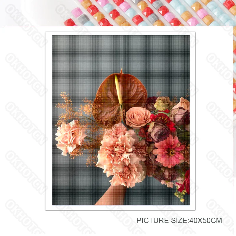 

Diy Diamond Painting Modern Home Decoration Stickers Diamond Embroidery Living Room Decoration Background Elegant Flower