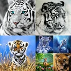5D алмазная живопись сделай сам, вышивка крестиком, картина с белым тигром, алмазная вышивка, картина стразы, домашний декор