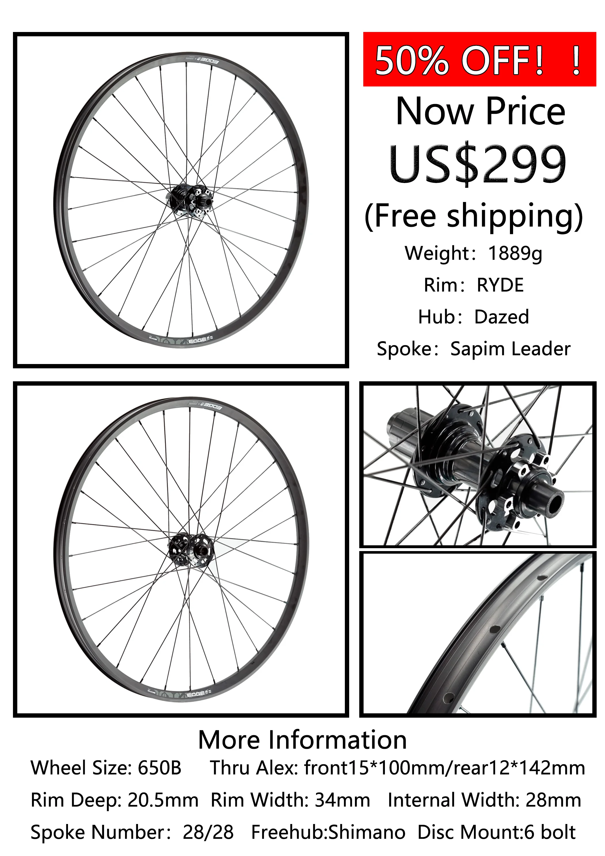 Бесплатная доставка RYDE M30 легированная колесная установка! 1889 г MTB колеса 34 мм