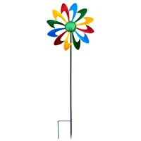 metal garden decor outdoor lawn flower wind spinner wrought iron plug in colorful windmill wind indicator for garden yard lawn