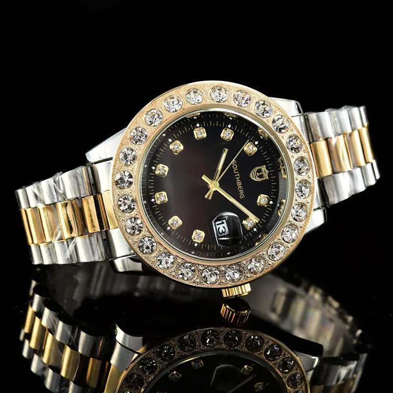 

Ladies Watch High Quality Fashion Stainless Steel Full Diamond British Watch 2021 Automatic Date Calendar Big Dial Watch