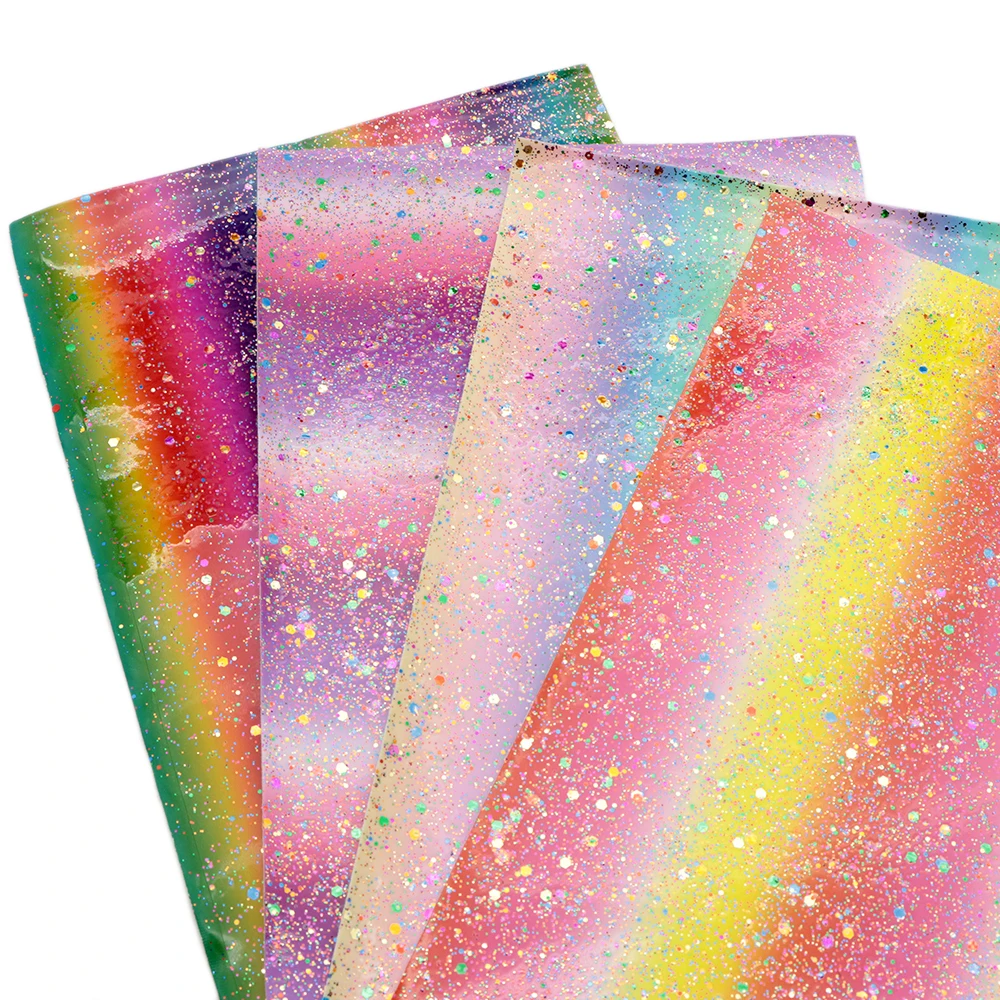 

20*33cm Rainbow Color Mixed Sequins Faux Leather Vinyl Fabric Synthetic Leather For DIY Handmade Bows Earrings Crafts,1Yc13246