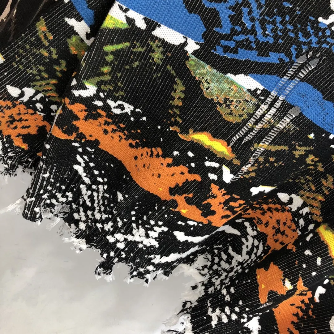 

2020 new ladies fashion long-sleeved sexy casual handmade hook broken rock print sweater 1215