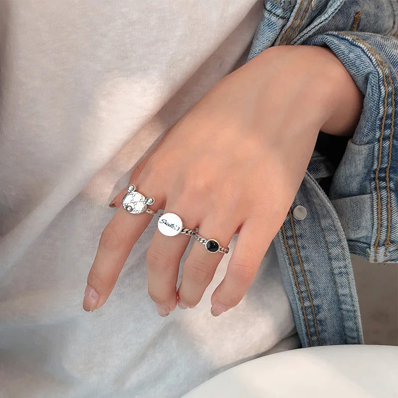 

Disney Retro Thai Silver Piggy Mickey Ring Female 925 Sterling Silver Cute Korean Personality Cartoon Love Open Index FingerRing