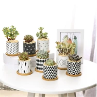 geometric pattern flower pot ceramic succulent plant pot nordic planter desktop office bonsai home garden decoration