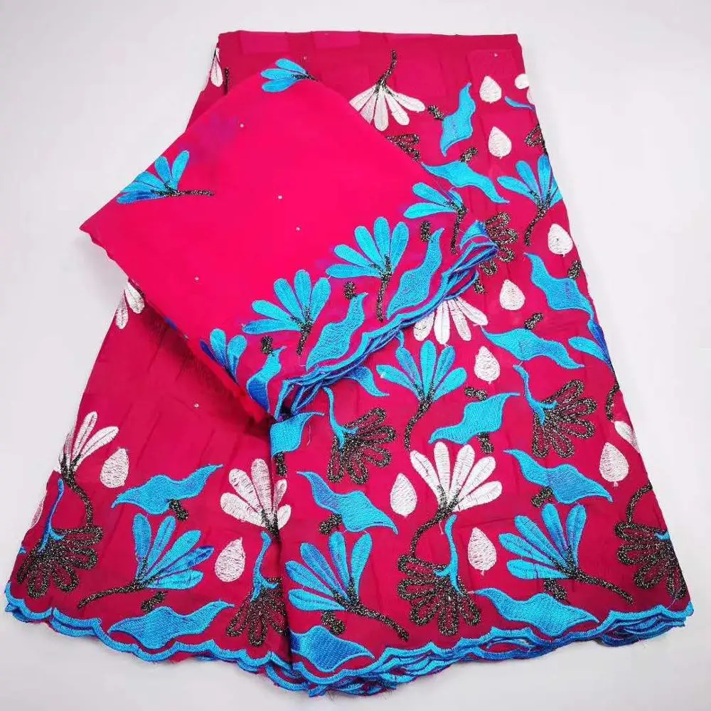 Цветная 2 в 1 хлопковая ткань Швейцарии вышитая камнями tissu africain brode coton guinea brocade для