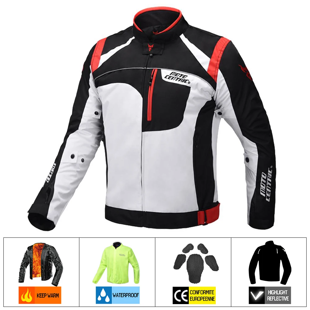 1901-Red Jacket MOTOCENTRIC, Мужская мотоциклетная куртка, Мото куртка, бронежилет, водонепроницаемый, для езды, для гонок, Jaqueta, Chaqueta, для мотокросса, мотоциклетная куртка - Цвет: 1901-Red Jacket