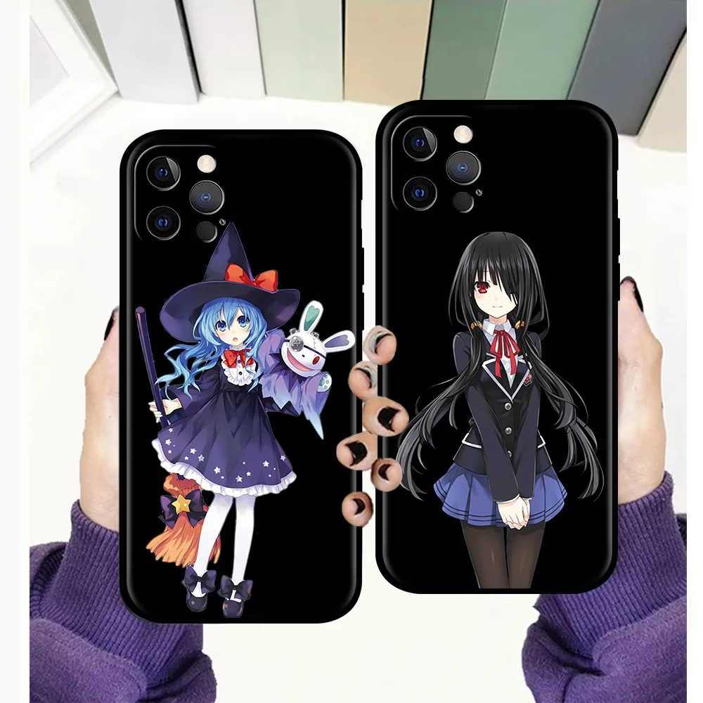 

Date a Live Tokisaki Anime Phone Case For iPhone 11 12 13 Pro Max 7 8 Plus SE 2020 X XR XS Luxury Shell Kurumi Soft Black Cover