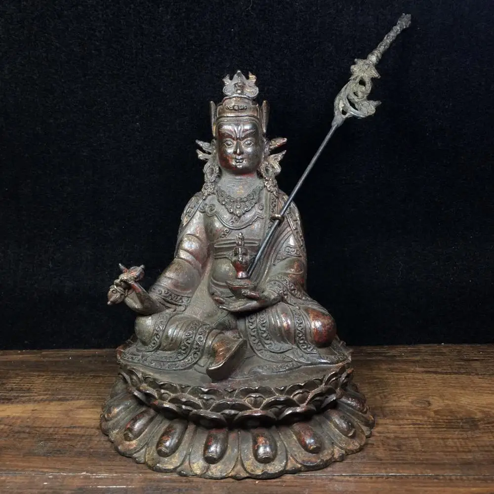 

7 "Тибет Буддизм старинная бронза киновари падмасамбхава Будда статуя сидящего лотоса закрепленные статуи Будды в temple