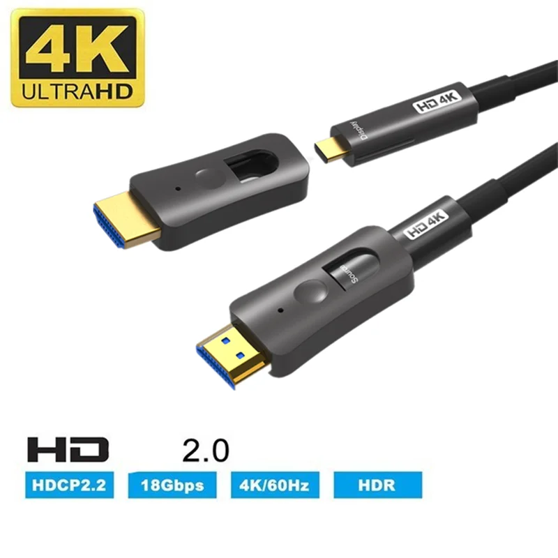 

Кабель HDMI, 10 м, 20 м, 30 м, 4K при 60 Гц, 18 Гбит/с, HDR Dolby HDCP2.2 ARC, с двумя разъемами Micro HDMI и стандартными разъемами HDMI
