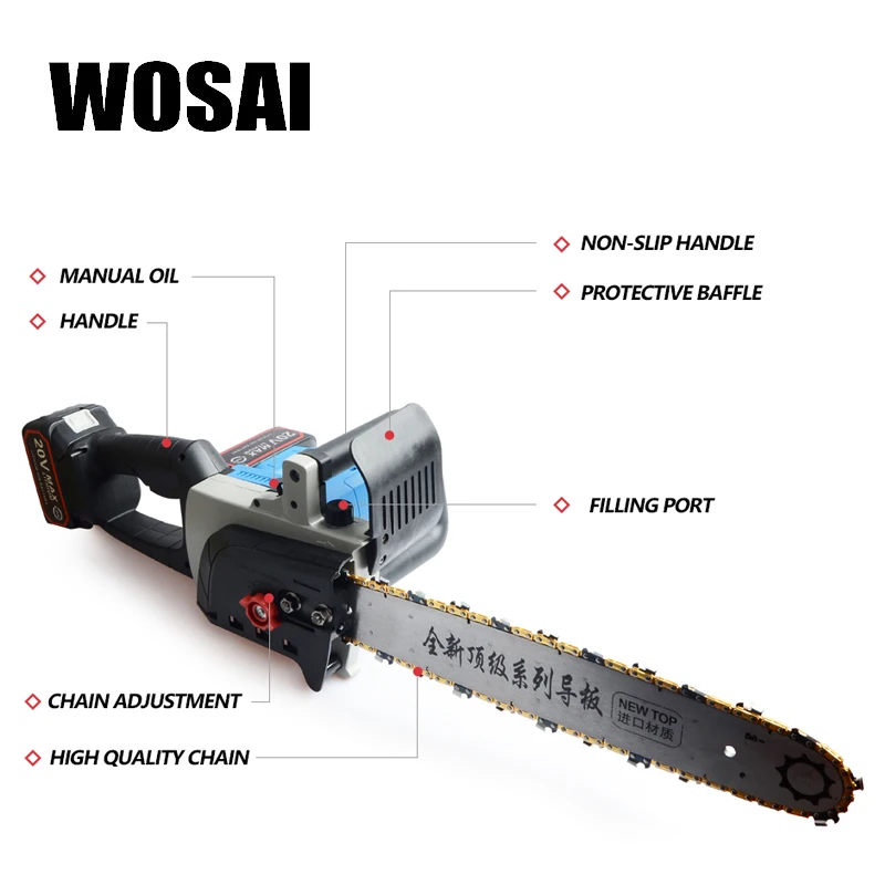 Цепная пила WOSAI MT с бесщеточным двигателем беспроводной садовый инструмент для