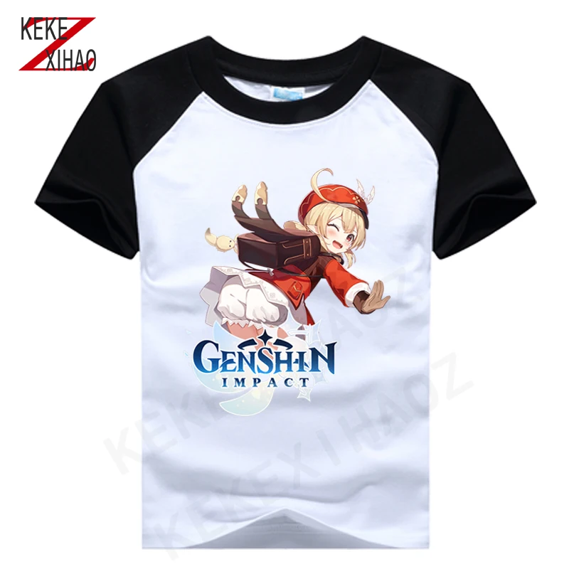 

New Genshin Impact T-Shirts Hot Game Cartoon Print Streetwear Anime Kawaii Girls Fashion T Shirt Harajuku Kids Boys Tees Tops