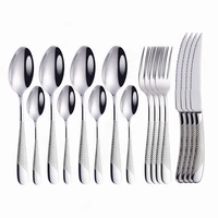 stainless steel tableware western cutlery set 16pcs fork spoon knife dinnerware set mirror food grade luxury kitchen dinner set