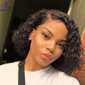 Современные бразильские кудрявые короткие парики для женщин, машинные кудрявые парики из человеческих волос, не кружевные недорогие Парики Perruque Courte