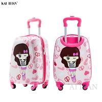 kids rolling luggage travel suitcase on wheels childrens carry on trolley bag cute cartoon suitcase for kid gift 18 cabin