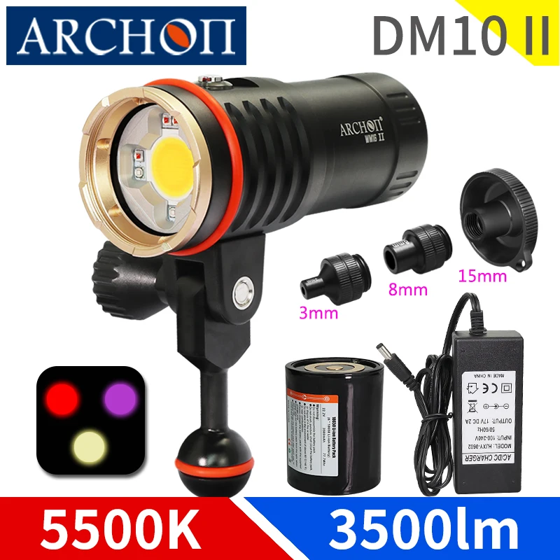 DM10 II 5500K 3500 люмен HD видео Дайвинг photoraphy светильник s подводный 100 м свет для