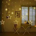 Теплый белый светодиодный мерцающий Звездный волшебный шнур для окна Рождественское украшение