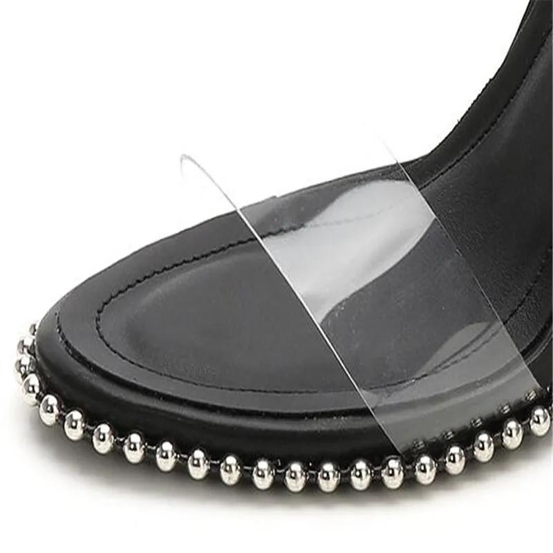 Женские босоножки с заклепками сандалии на платформе и высоком каблуке 9 см 7