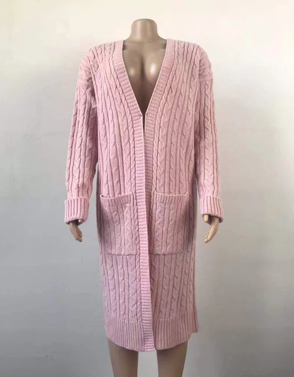 

Womens Sweater Cardigan 2020 Autumn and Winter Fashion Casual Pocket Knitted Long Sweater Cardigan Coats Women Clothing