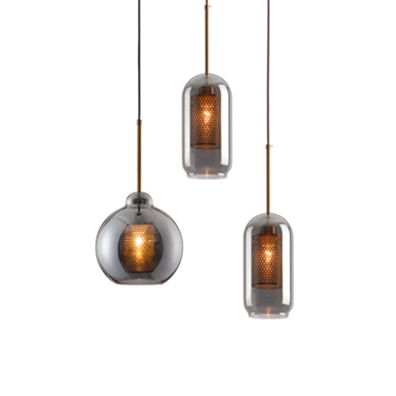 Современные подвесные светильники из дымчатого стекла дизайнерские лампы для