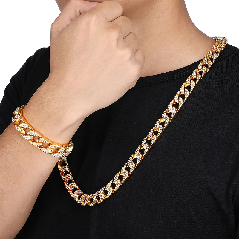 13 мм кантри кубинская цепочка на шею для мужчин хип-хоп Iced Out Bling проложили CZ ожерелье s мужские ювелирные изделия