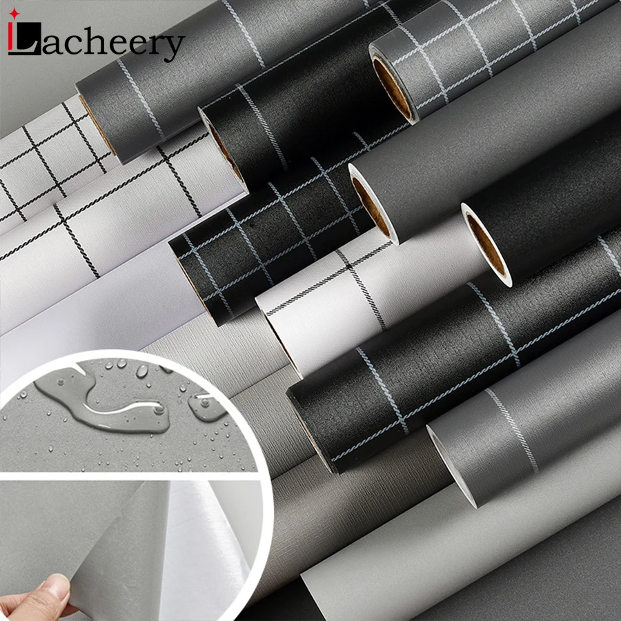 Водоотталкивающие обои самоклеящиеся черного и белого цветов в клетку для кухни