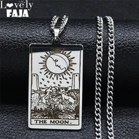 2022 divination tarot stainless%c2%a0steel necklace silver color geometry necklace big jewelry%c2%a0joyeria acero inoxidable nxh172s03
