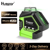huepar green beam laser level with 2 plumb dots self leveling 360 3d rotary cross line vertical horizontal 5 line measuring tool