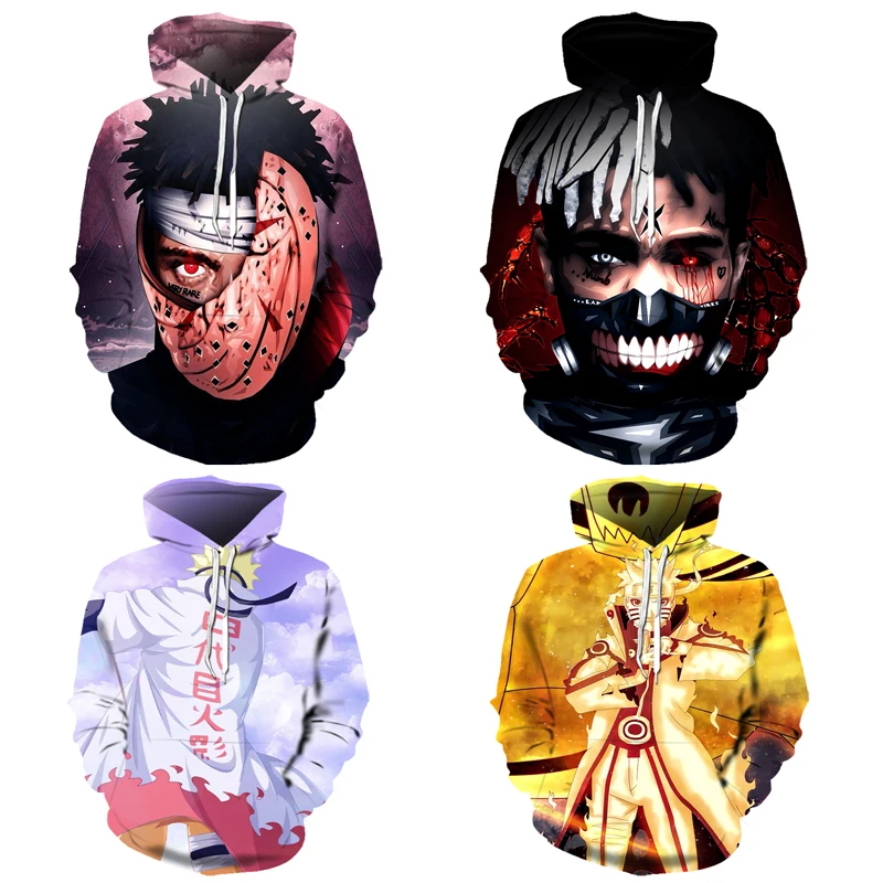 Худи с Наруто 3D дизайн капюшоном мужские спортивные костюмы толстовки пуловеры