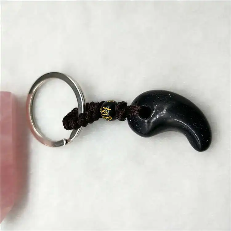 Брелок для ключей из натурального синего песчаника аксессуары со стразами