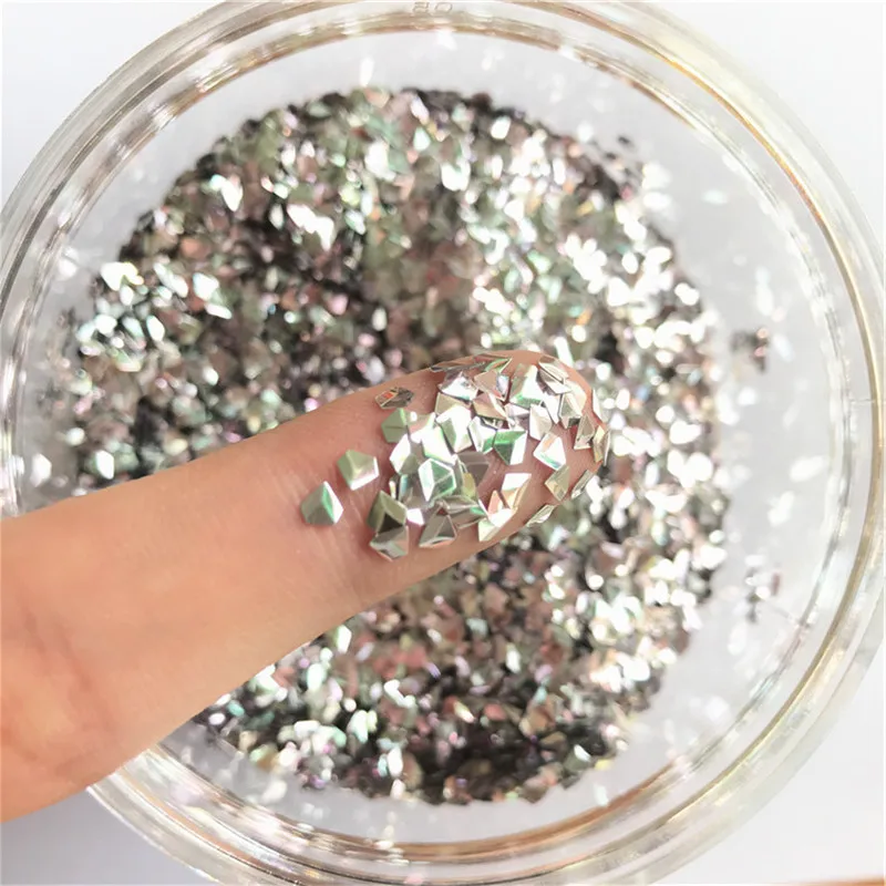 Белые 3 мм 3D блестки в форме алмазов ультратонкие пайетки из ПЭТ россыпью