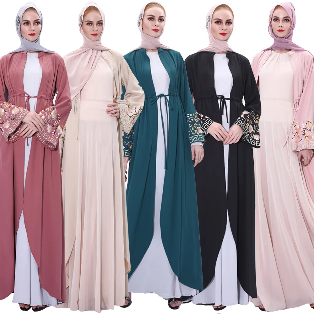 Роскошный мусульманский кардиган «абайя» с вышивкой, платье кимоно, длинное платье, туника, Jubah Katfan, Ближний Восток, ЕИД, Рамадан, арабский, и...