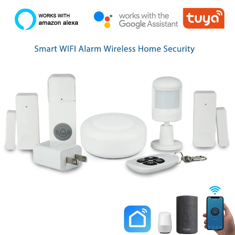 

Wireless Smart WIFI Home Security Alarm System For Tuya Smart Life APP Compatible With Alex &Google With Motion Sensor Detector