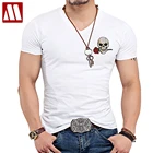 Новая Забавная красочная футболка с черепом розы, мужская белая футболка с коротким рукавом и вышивкой, новая модная брендовая мужская футболка Sknniy 5XL A003