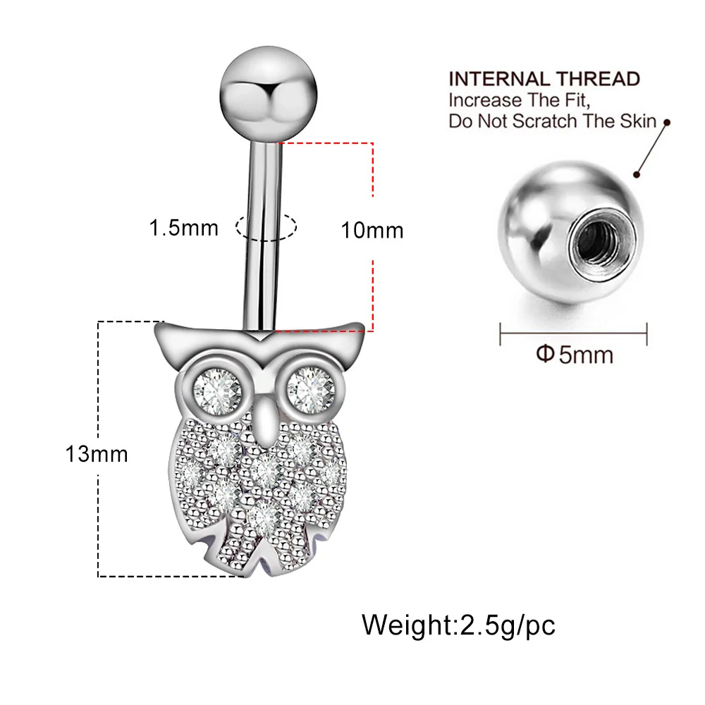 

New Punk Belly button Ring 316 Stainless steel Zircon Love body piercing jewelry Nose Rings Flower Cute Butterfly Body Lip studs