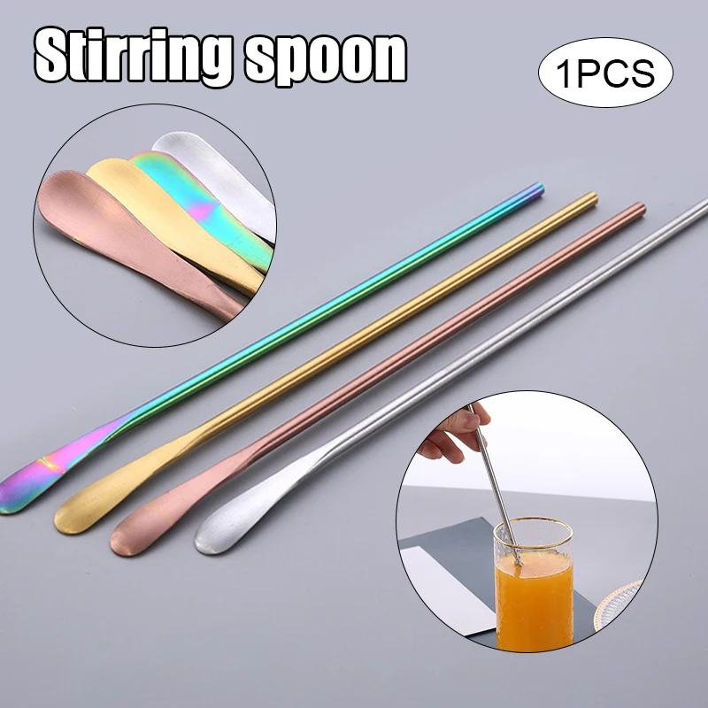 

Korean Style Long Handle Mixing Spoon 304 Stainless Steel Wine Coffee Stirring Spoon Stirring Rod Round Spoon Ice Scoop