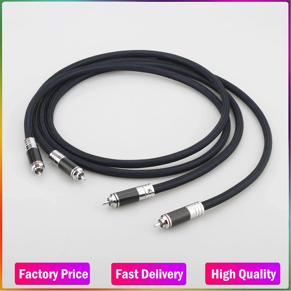 

Audiocrast A10 Silver Plated OFC Analogue RCA to RCA Phono Cable RCA Interconnect cable HIFI Carbon fiber RCA Plug