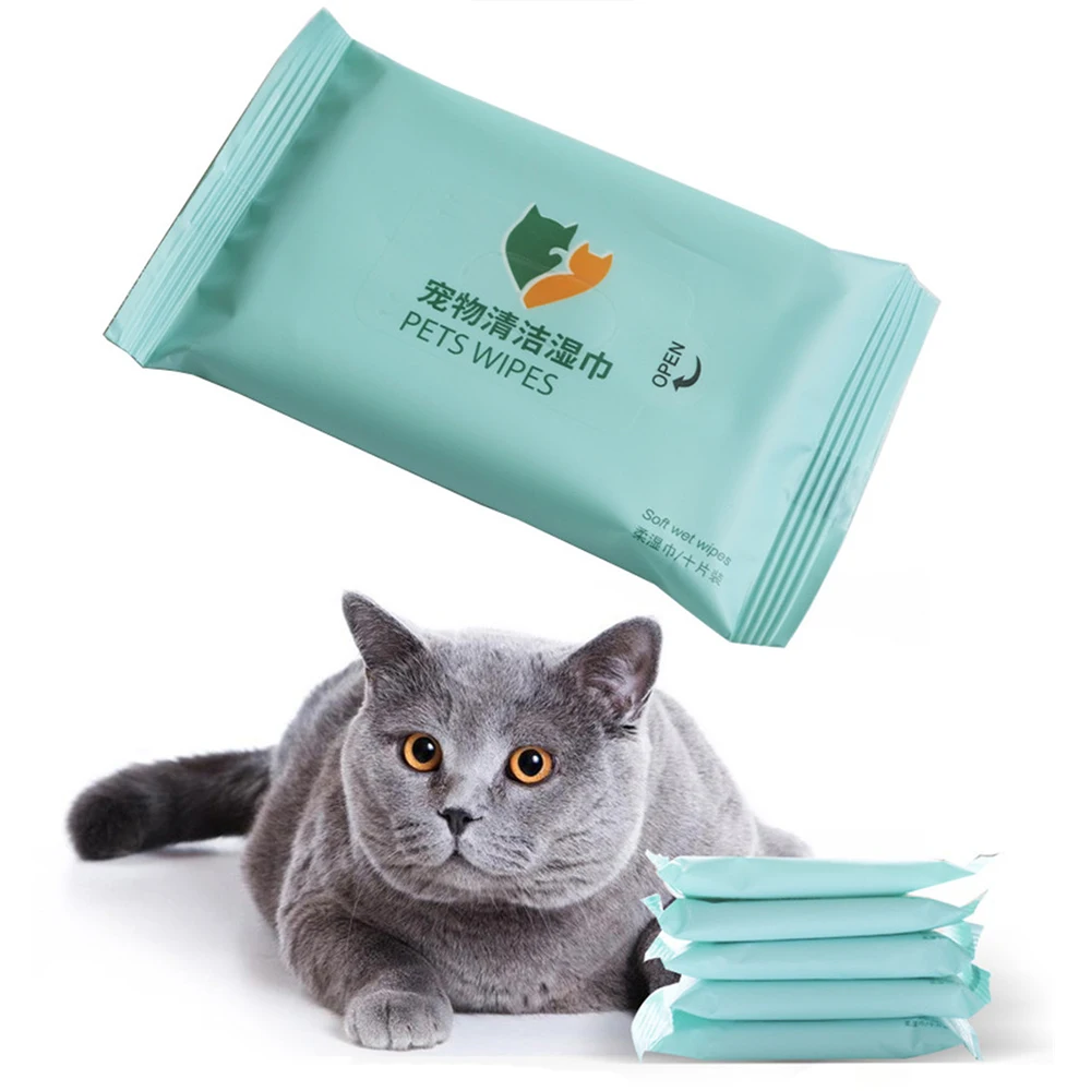 10pc Pet Eyes Wet Wipes Dog Cleaning Paper Towels Cat Tear Stain Remover Gentle Non-intivating Cleaning Wipes Grooming Supplies