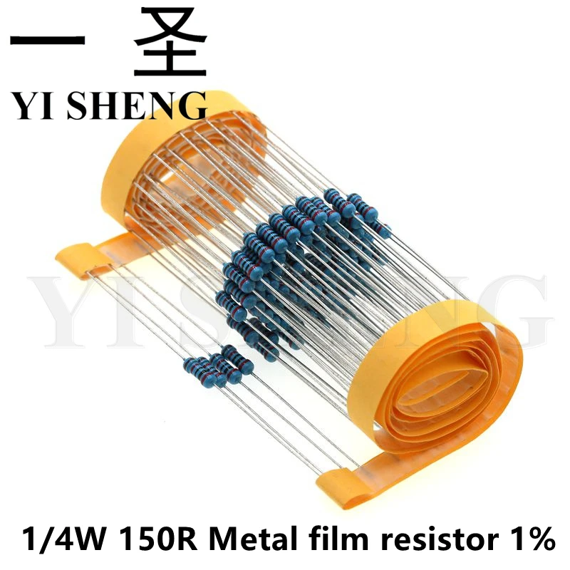 

100pcs 150 ohm 1/4W 150R Metal film resistor 1%
