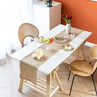 1pc natural linen table runner with lace edged restauranthotelhome decoration table cloth woven table cover living decoration