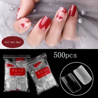 500pcs10 sizes full coverage rectangular false nails white transparent color fake acrylic manicure tips nail salon supply