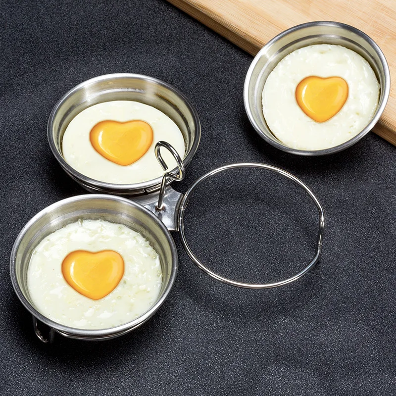 

Kitchen Round Shape And Love Section Egg Steamer Cooking Mold Stainless Steel Egg Steamer Artifact Kitchen Gadgets With Brush