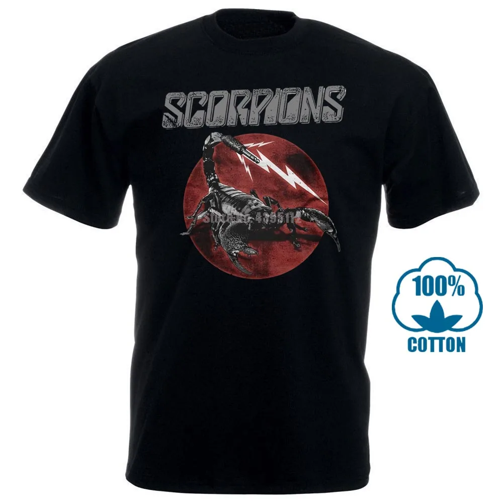 Черный Скорпионов логотип рубашка Размеры S, M, l Xl XXL футболки официальный Rock Band футболка - Цвет: Черный
