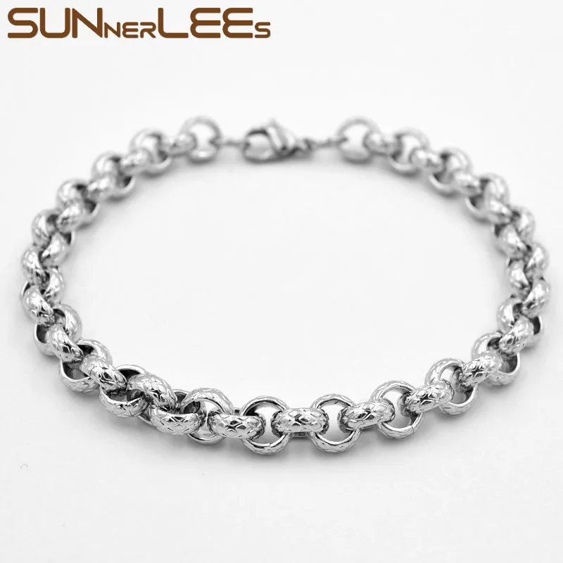 Браслет из нержавеющей стали SUNNERLEES 316L высокого качества 7 мм ювелирное изделие с
