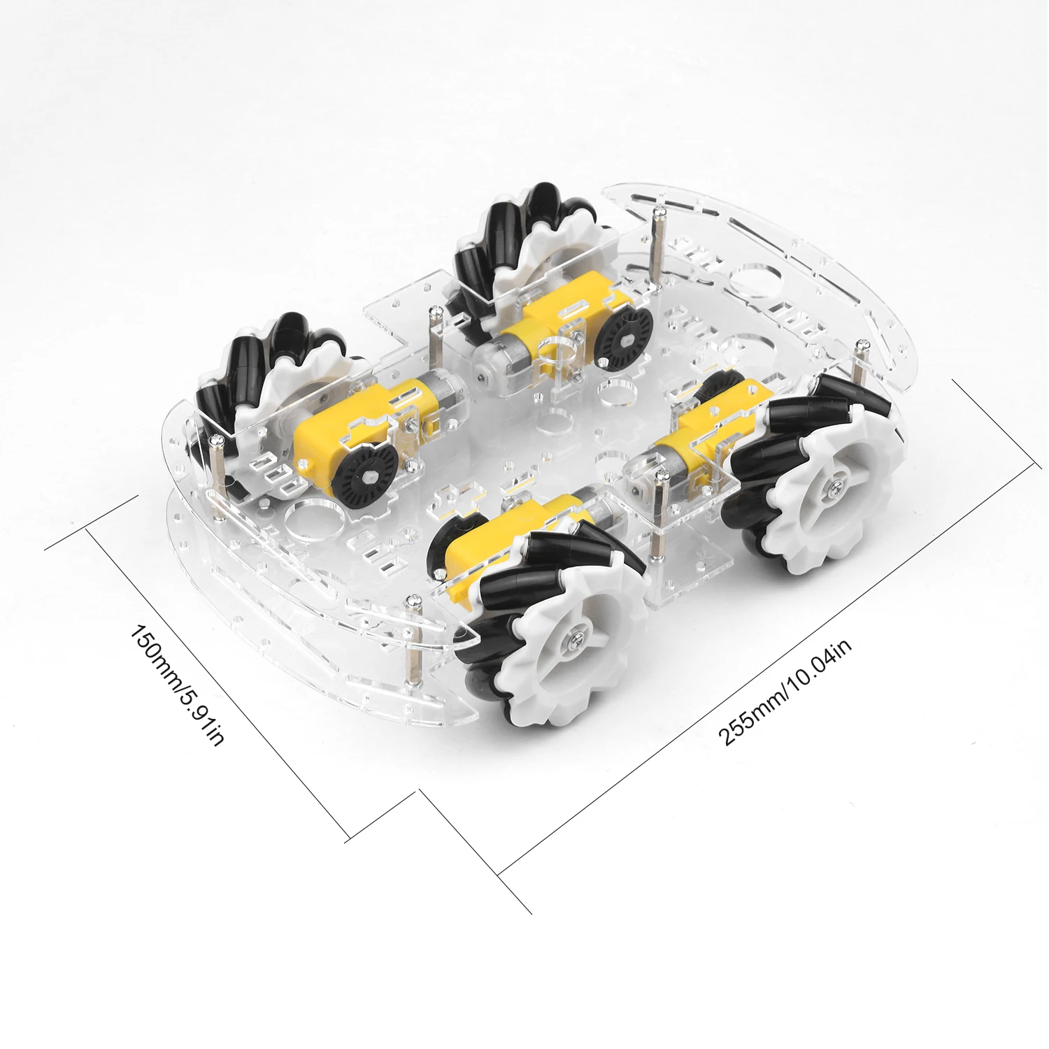 4WD Smart Car Chassis DIY Kit Omni-mobile Dual Layer Platform 4 Omni-directional Wheels Solid Robotic Transparent | Инструменты
