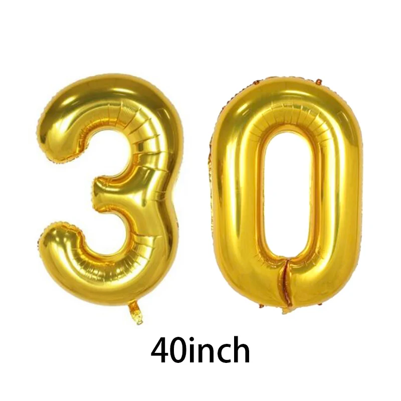 40inch 30 Cyuan 30th украшения для вечеринки в честь Дня рождения поставки 30 золотые воздушные шары сверкающие Висячие закрутки 30 лет одноразовый набор столовых приборов - Цвет: 40inch 30