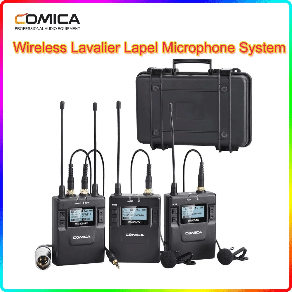 Беспроводная петличная микрофонная система Comica CVM WM300 96 каналов UHF для XLR